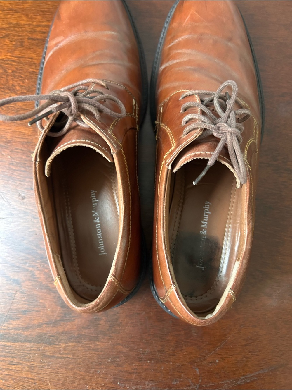 Johnston & Murphy Men’s 11M Brown Leather Derby Dress Shoes Made in India - Picture 5 of 10